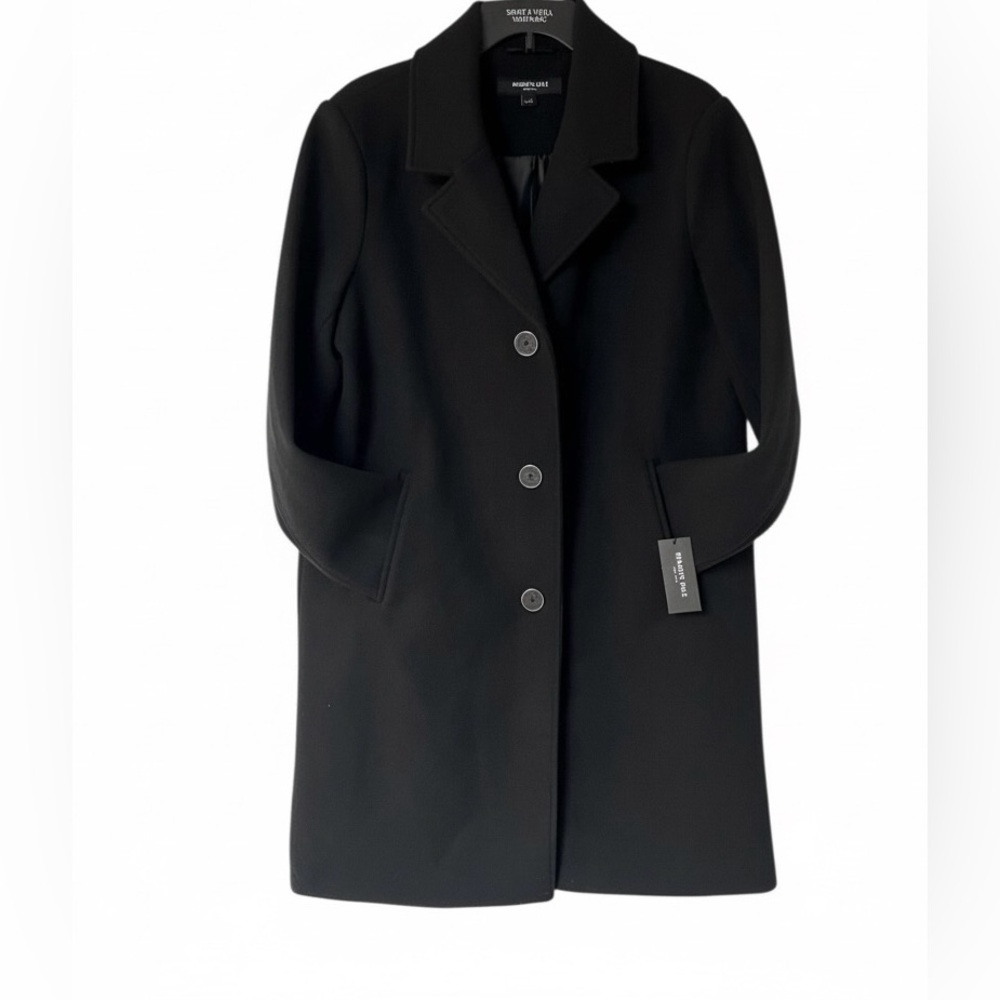 Kenneth Cole Coat Large‎ Black Notch Collar Single Breasted Fly Front NWT - Picture 2 of 16